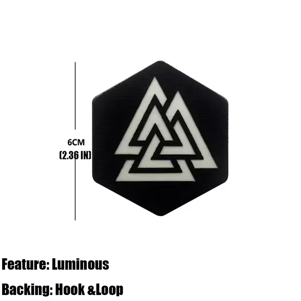 Viking Wolf Glow in the Dark Luminous Patches Tactical Clock Stickers for Backpacks With Hook and Loop Backing