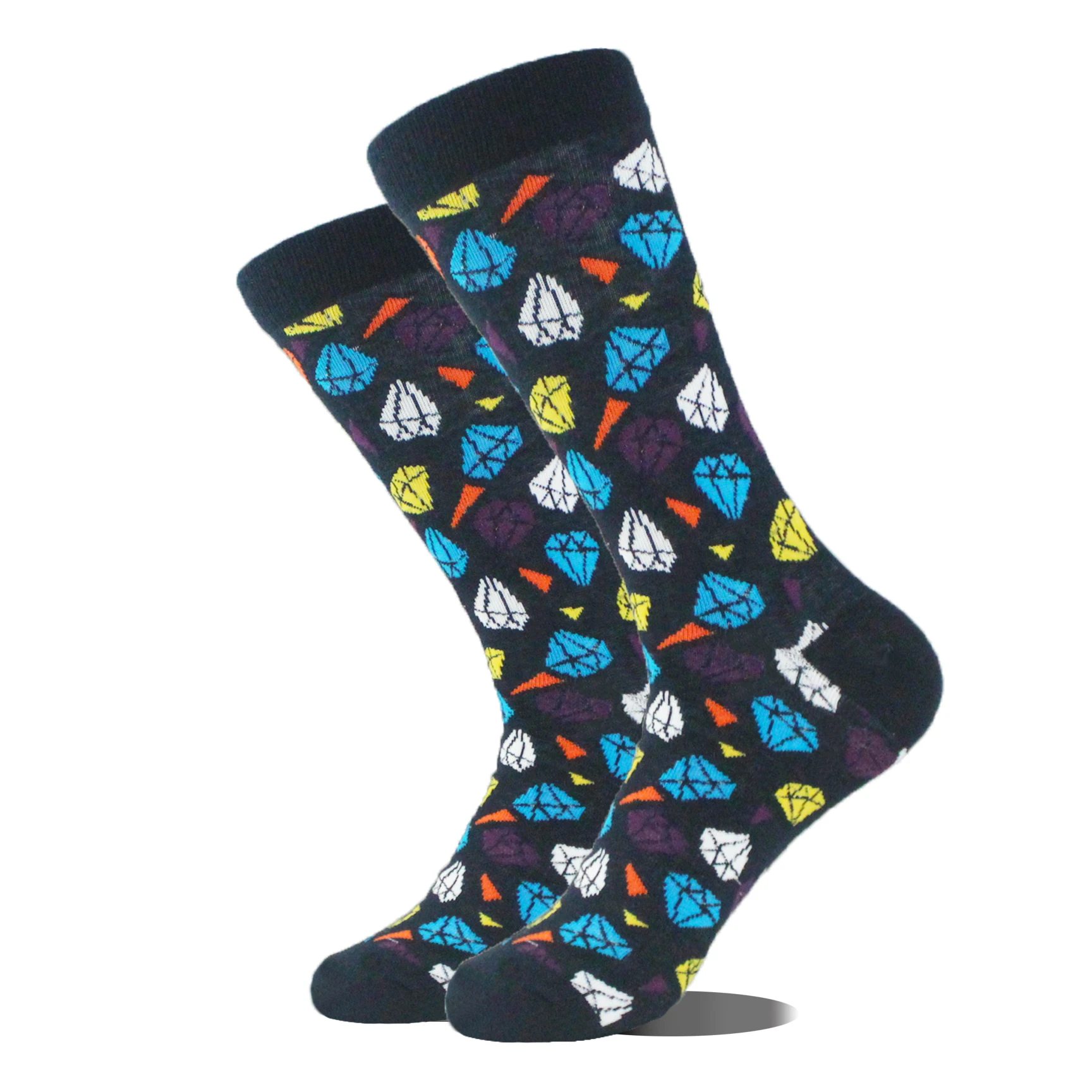 Cool Hip Hop Crew Socks Men Funny Squirrel Shark Dinosaur Dog Frog Alien Duck Colorful Piano Game Sokken Divertidos Chaussette