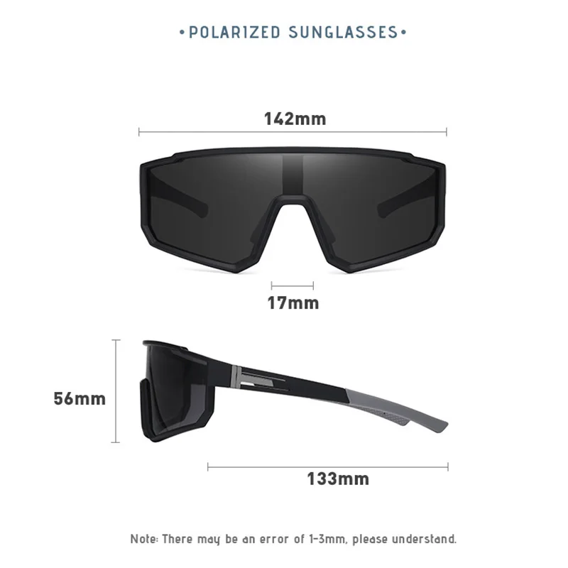 Nowe spolaryzowane jednoczęściowe kwadratowe oprawki sportowe męskie okulary przeciwsłoneczne Trend modne okulary pudełko UV400 okulary damskie kolarstwo na świeżym powietrzu — zdjęcie 4