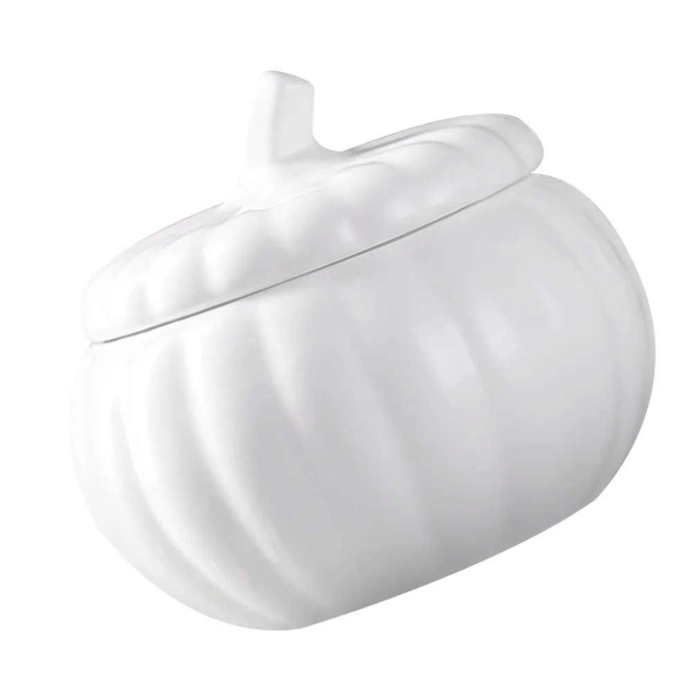 

1pc Pumpkin Handleless Cup Ceramic Noodle Bowl Japanese Style Soup Bowl With Lid Pumpkin Ceramic Salt Jar Kitchen Seasoning Pot