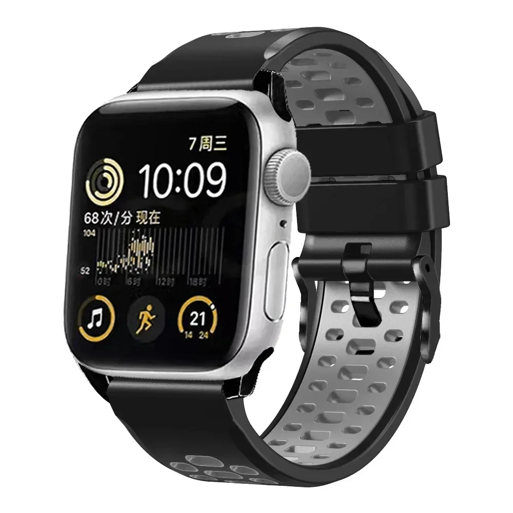Ремешок силиконовый для Apple watch Ultra, мягкий спортивный браслет для iWatch Series 9 8 7 SE 6 5 4 3 45 мм 44 мм 42 мм