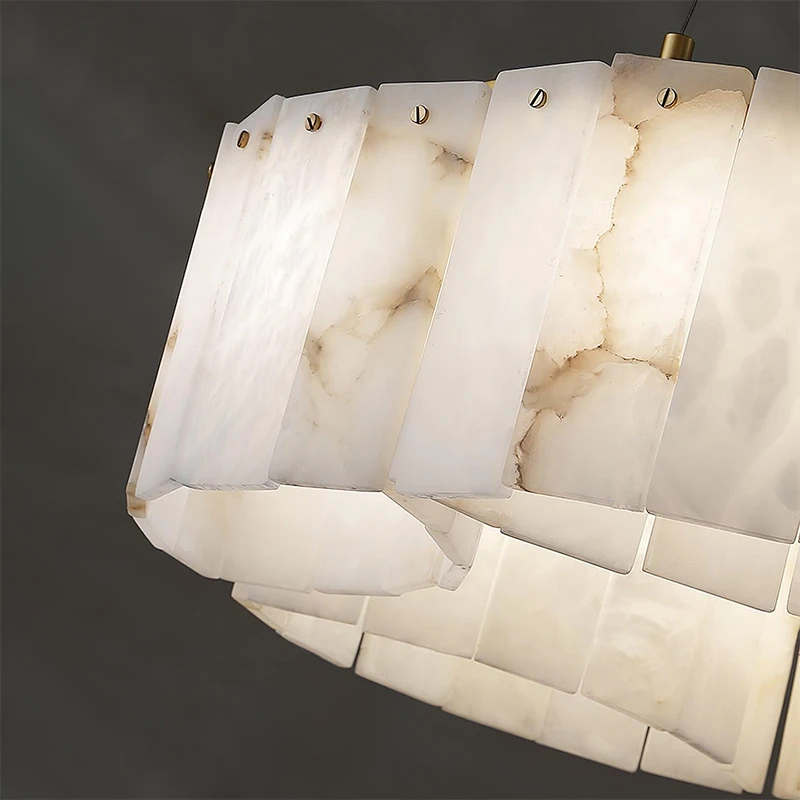Northern Europe Modern Natural Alabaster Flush Mount Lights Luxury Brass Design Ceiling Light for Living Room Bed Room Hotel