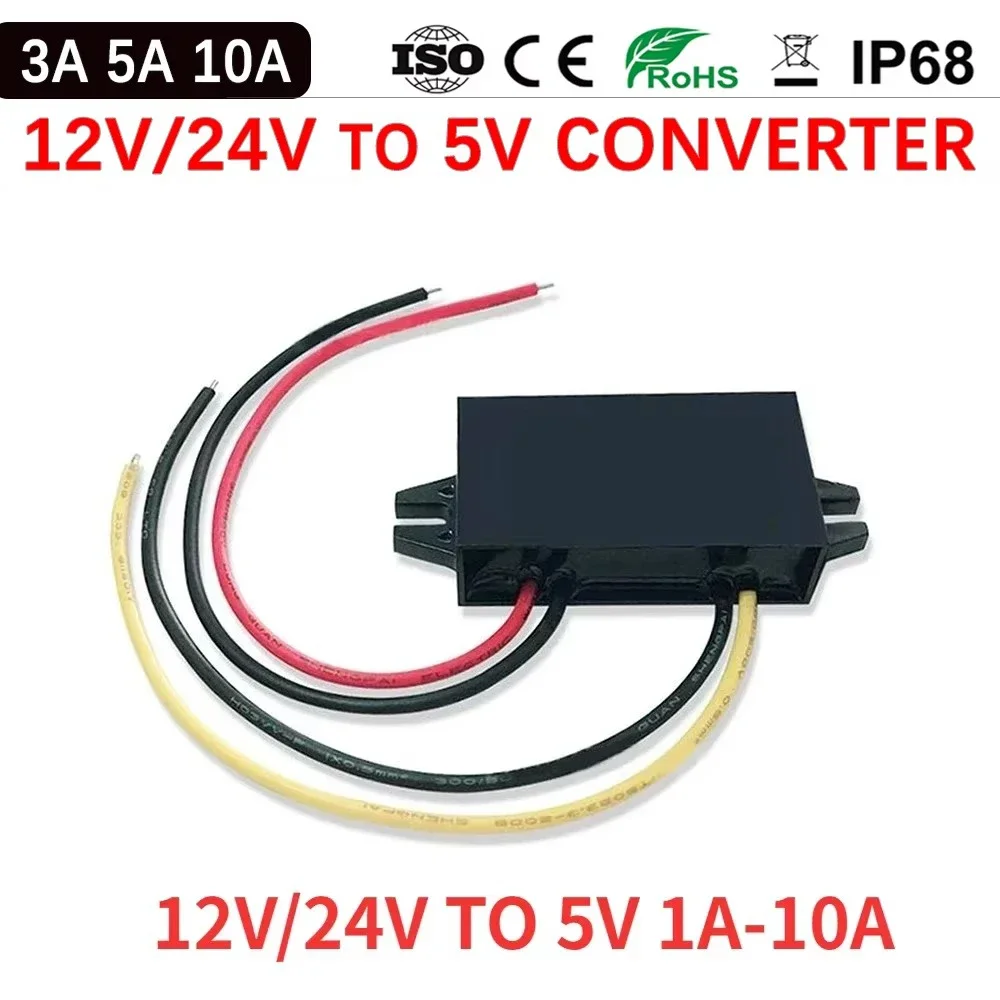 12V 24V to 5V 3A-10A Step Down DC DC Converter Regulator 24V 12 Volt Buck to 5 Volt 12 Volt to 5 Volt LED Power Supply for Cars