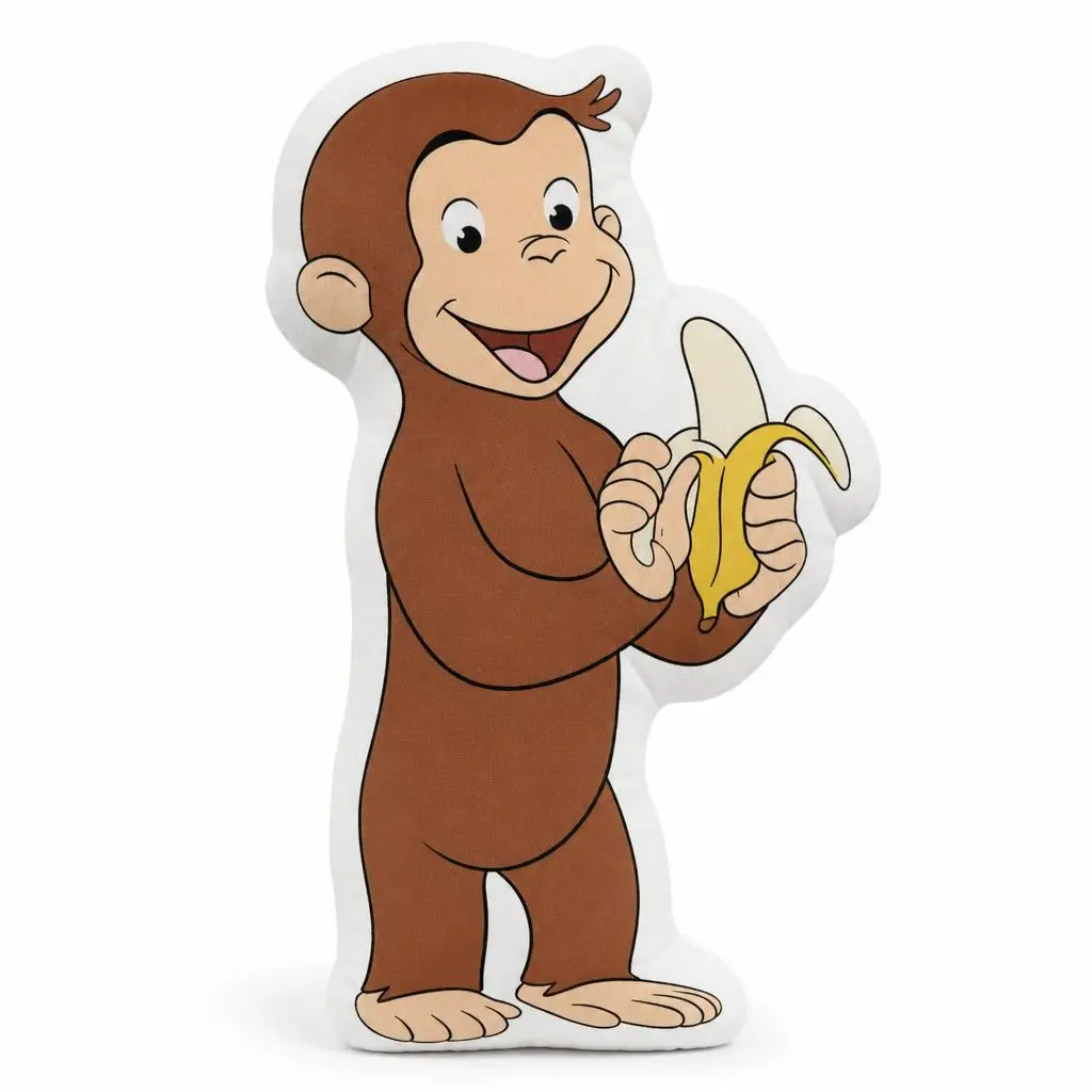 Curious George Monkey Banana Cartoon Classic Plush Pillow Cushion Irregular Stuffed Throw Pillow Home Decor Gift Sofa Bed