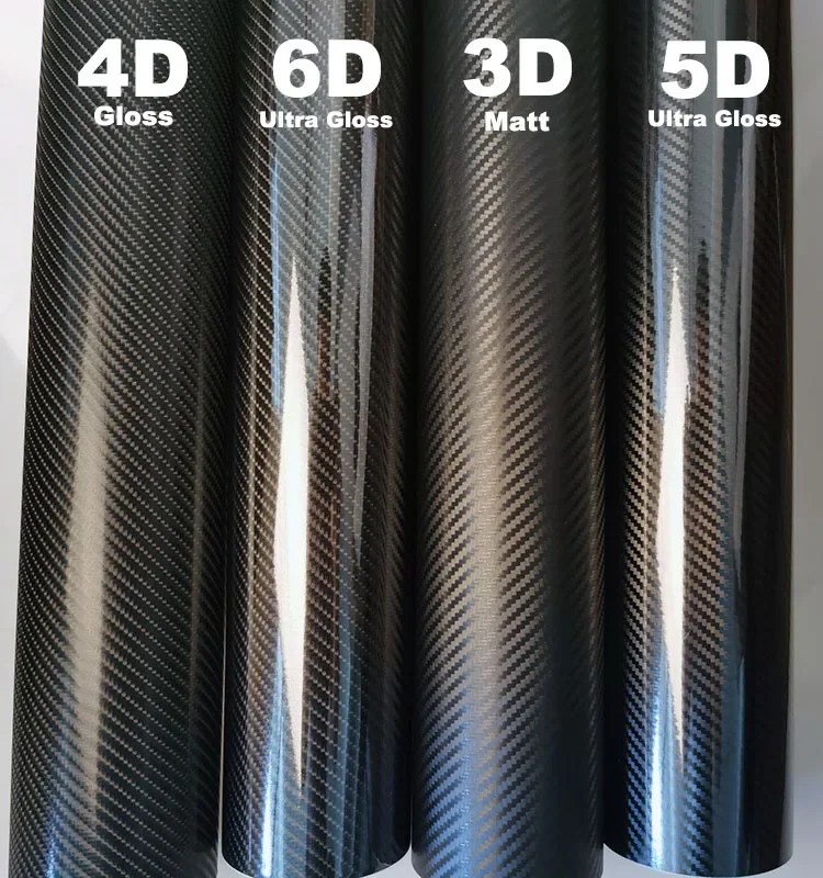 

Super Gloss 3D 4D 5D 6D carbon fiber automotive wrap vinyl rolls with air release technology for automotive body decal wrap foil