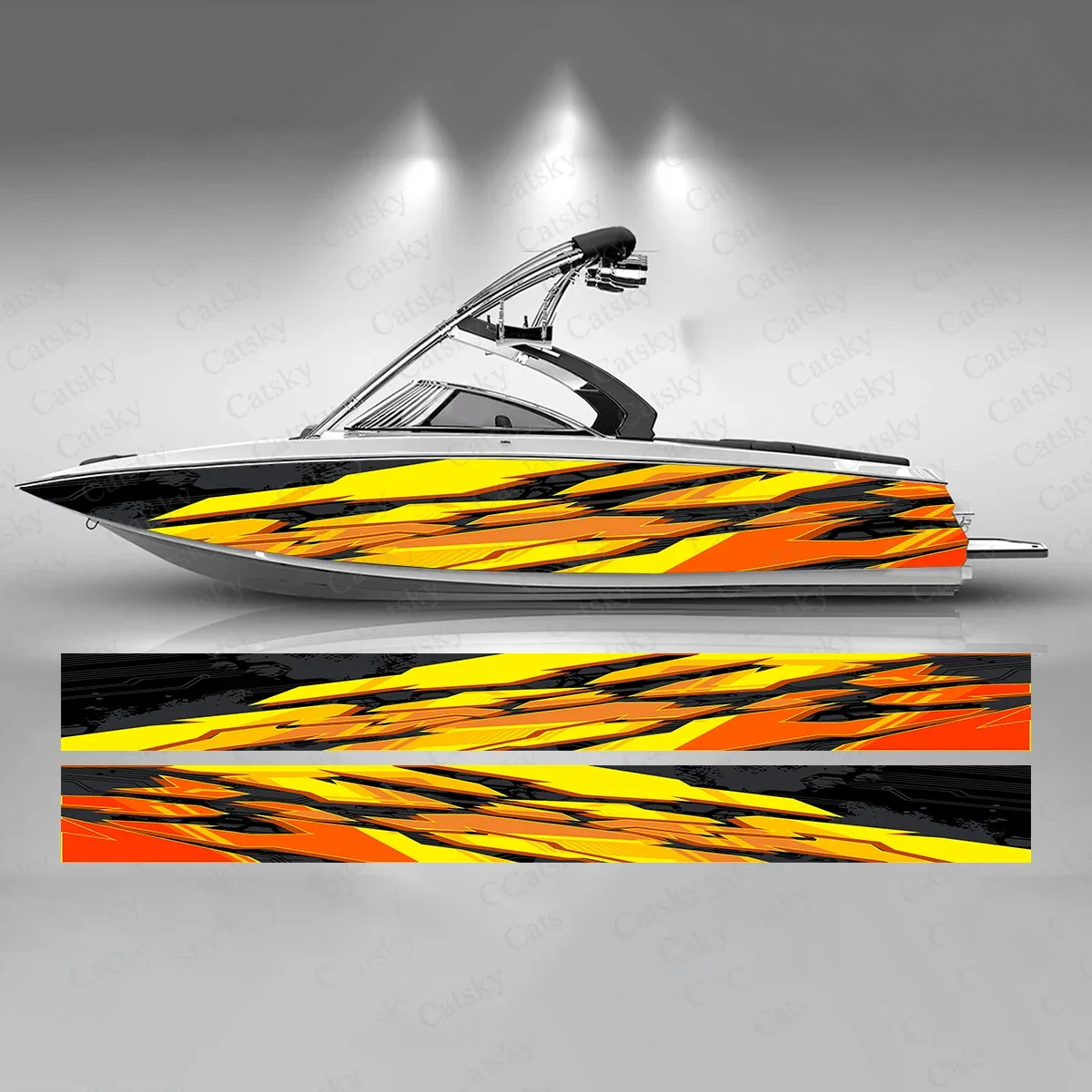 Gradient Stripes Colorful Lightning Lines Cool Boat Sticker Vinyl Ship Pontoon Deck Boat Fishing Decorative Pontoon Boats Decal