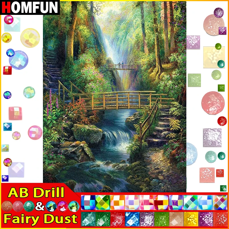 HOMFUN Fairy Dust AB Diamond Painting Full Square/Round Drill 5D DIY 