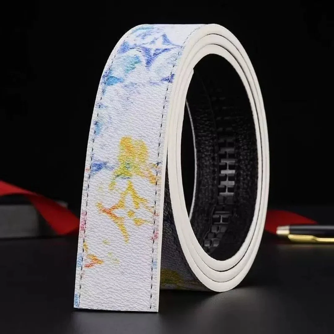 2Pcs Men Replacement Belt Strap Color Retro Pattern Belt Strap Without Buckle Adjustable Waistband Accessories for Business Dail
