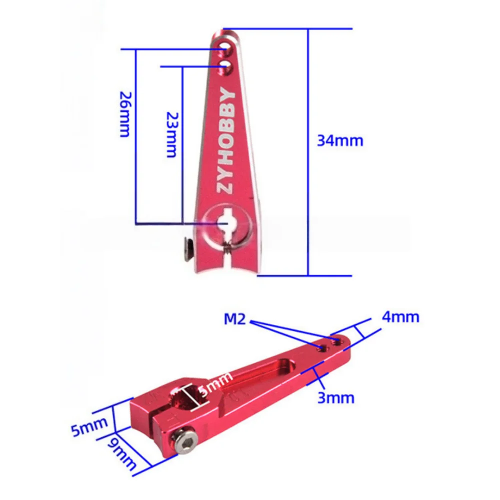 New Aluminum Alloy CNC Servo Arm 25T 1/1.25/1.5/1.75/2 Inch Servo Swing Arm Red Black Durable Steering Horn for RC Airplane