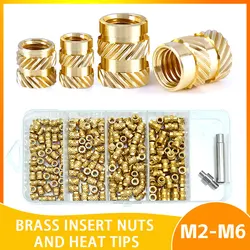M2 M2.5 M3 M4 M5 M6 Heat Set Insert Brass Threaded Insert Tool Tips Metric Knurled Copper Nut Kit for Plastic and 3D Printing