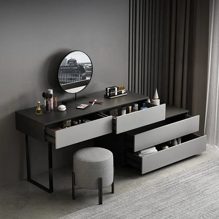 Nordic intrekbaar kaptafel make-up tafelset Eenvoud make-up kaptafel met spiegel Modern 1-delig paneel MDF Morden