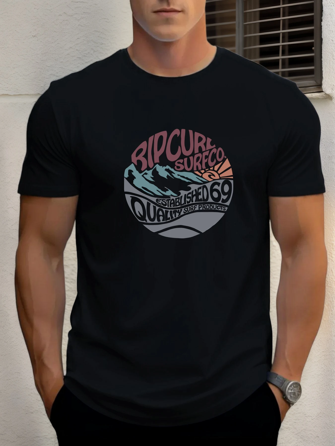 

Man Short Sleeve T-shirt RIP CURL Surfing Company Print Summer Round Neck Oversized Tee Casual Fashion High Quality Clothing