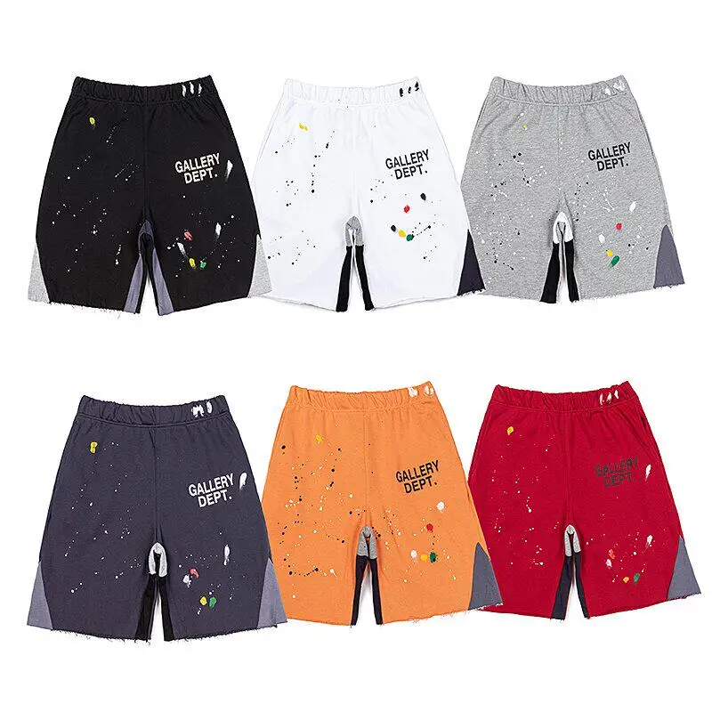 GALLERY DEPT splicing ink splashing edge tearing destruction pure cotton loose casual five-point pants