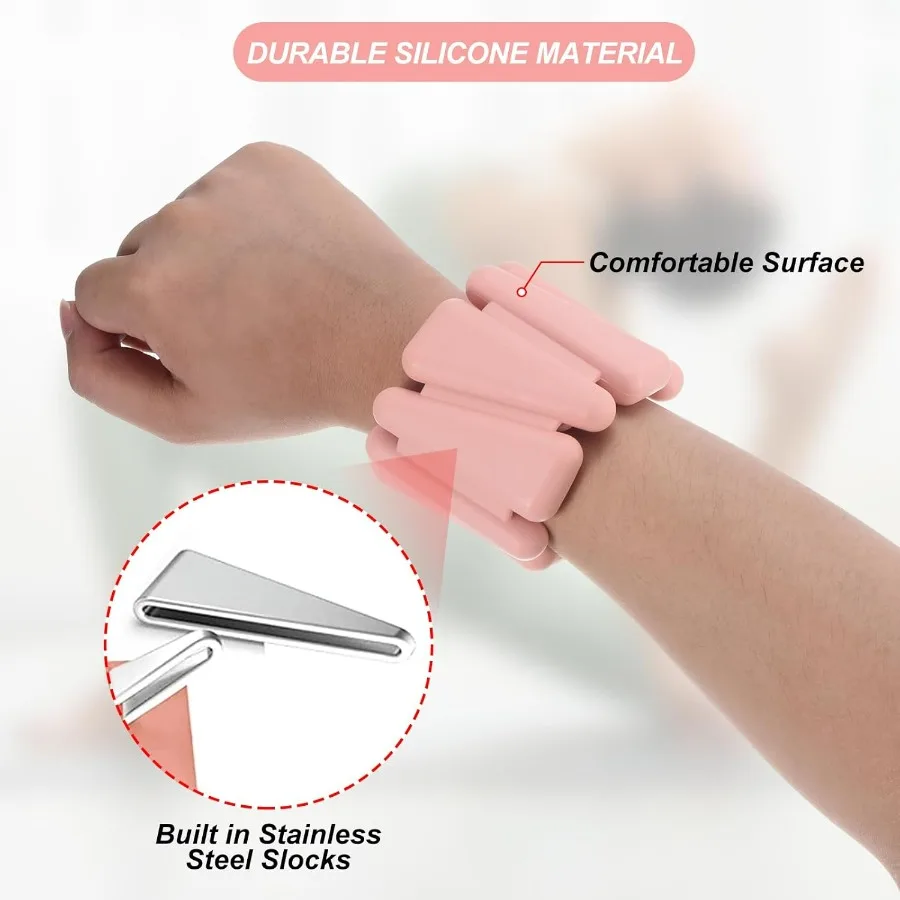 مجموعة أوزان معصم والكاحل من السيليكون قابلة للتعديل مكونة من 2 للنساء والرجال إجمالي 2 رطل 1 رطل لكل مثالية لتدريب اليوغا والركض إيرو