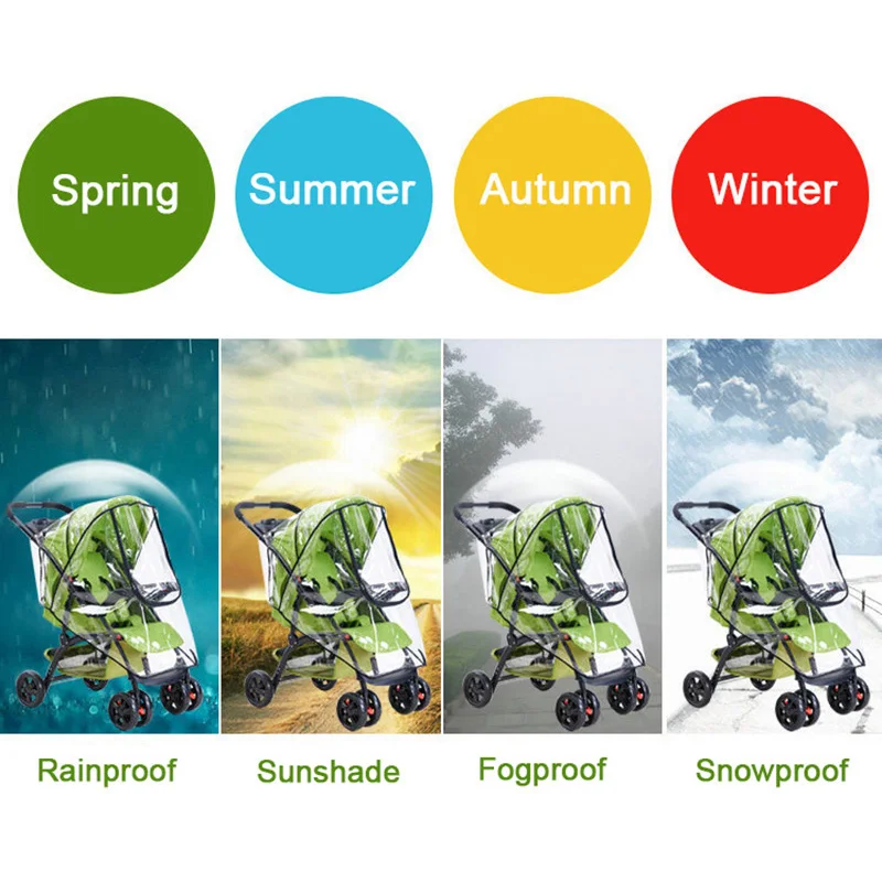 Kinderwagen Regenhoes Transparant Universeel Waterdicht Ademend Trolley Paraplu Rits Opent Regenjas Voor Kar Accessoires