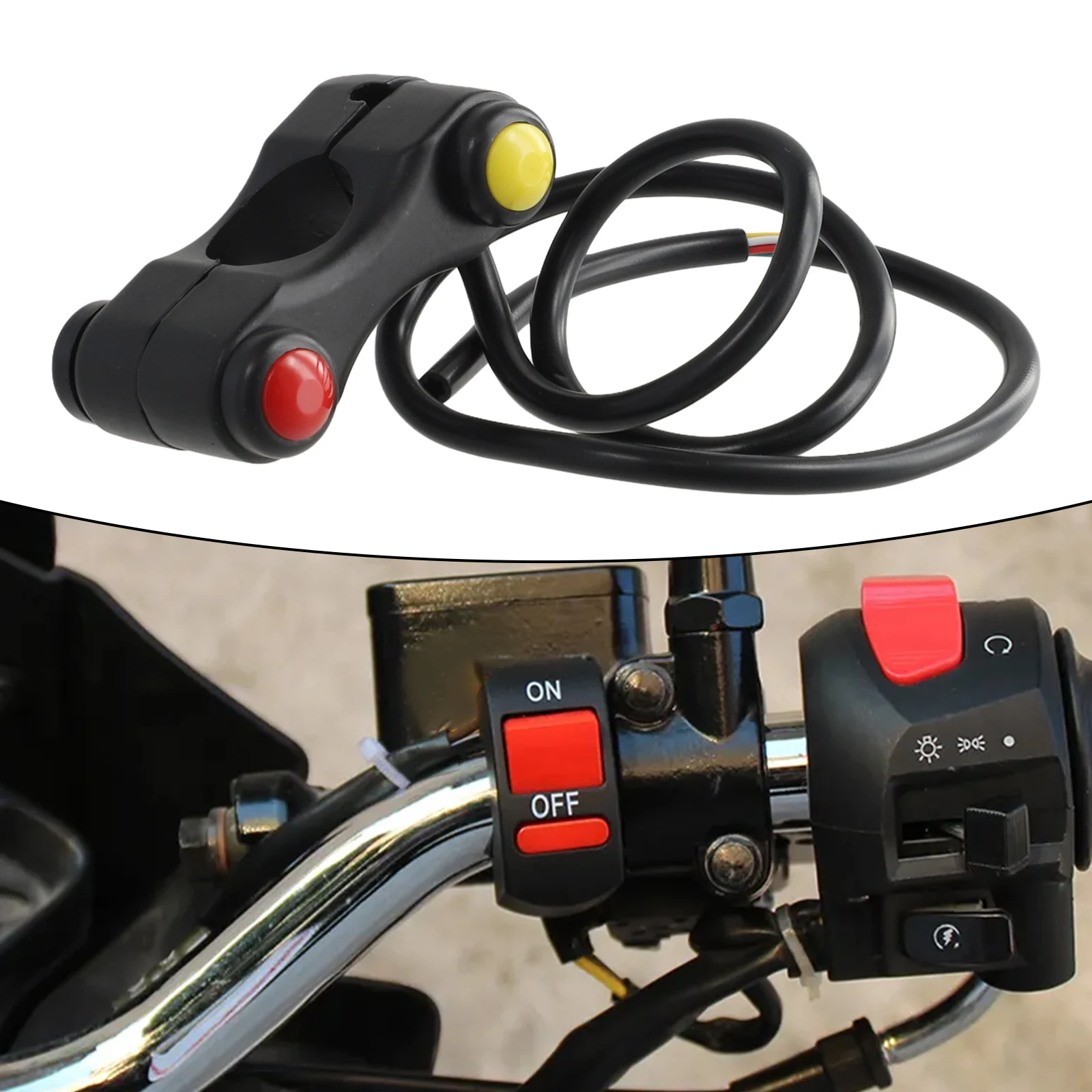 1pc Aluminum Alloy Handlebar Buttons 3 Push Switch 12V 7/8\