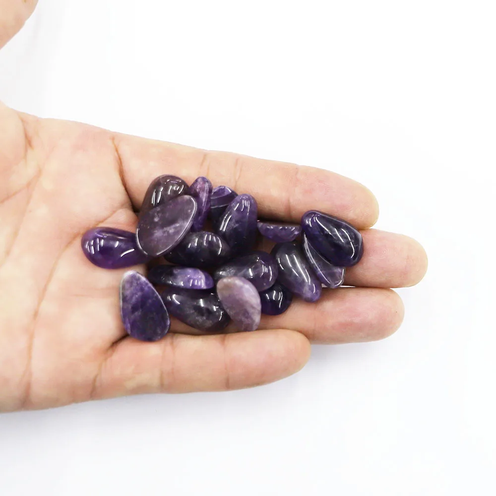 20*12MM Natural Stone Water Droplets Shaped Amethyst Ornament Charms DIY Crystal Necklaces Bracelets Ring Inlaid Wholesale 24Pcs