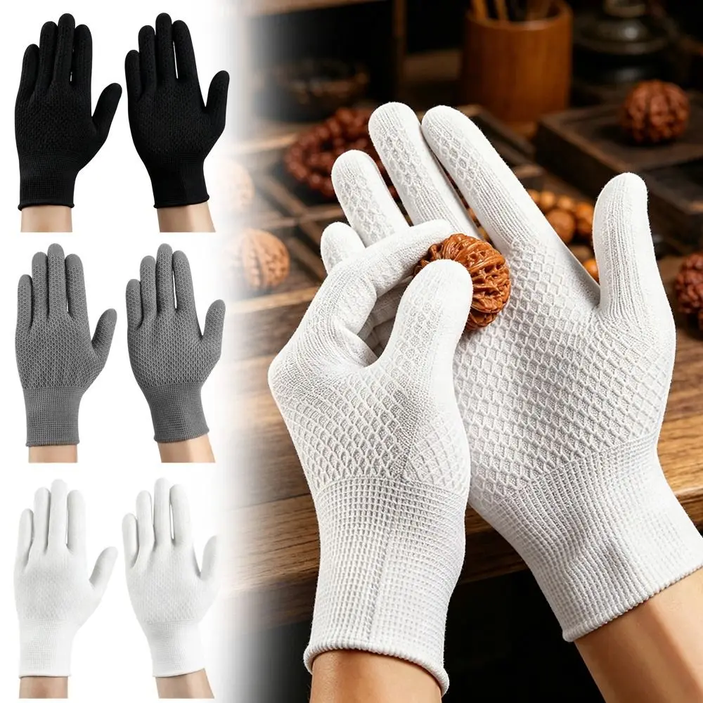 

12 Pairs Pineapple Antique Work Gloves Breathable Solid Color Hand Bead Polishing Glove Comfortable Wear-Resistant