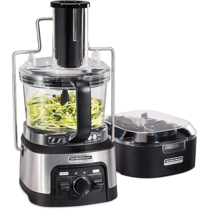 

Hamilton Beach Professional Stack & Snap Food Processor&Veggie Spiralizer for Slicing,Shredding and Kneading,Extra-Large 3" Feed