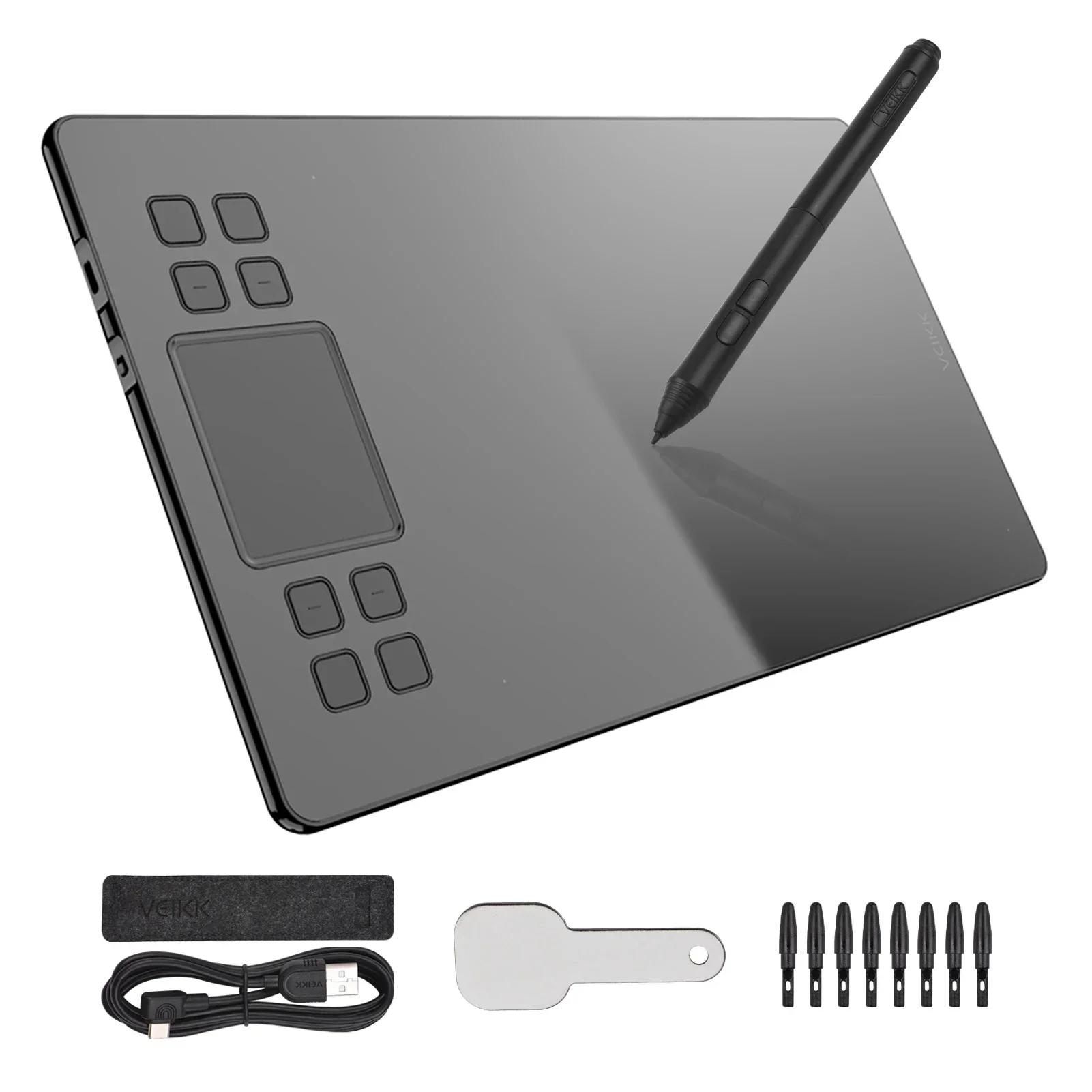 

A50 10x6 inch Graphics Drawing Tablet with 8192 levels Battery-Free Passive Pen Pressure Sensitivity for Digital Tablet