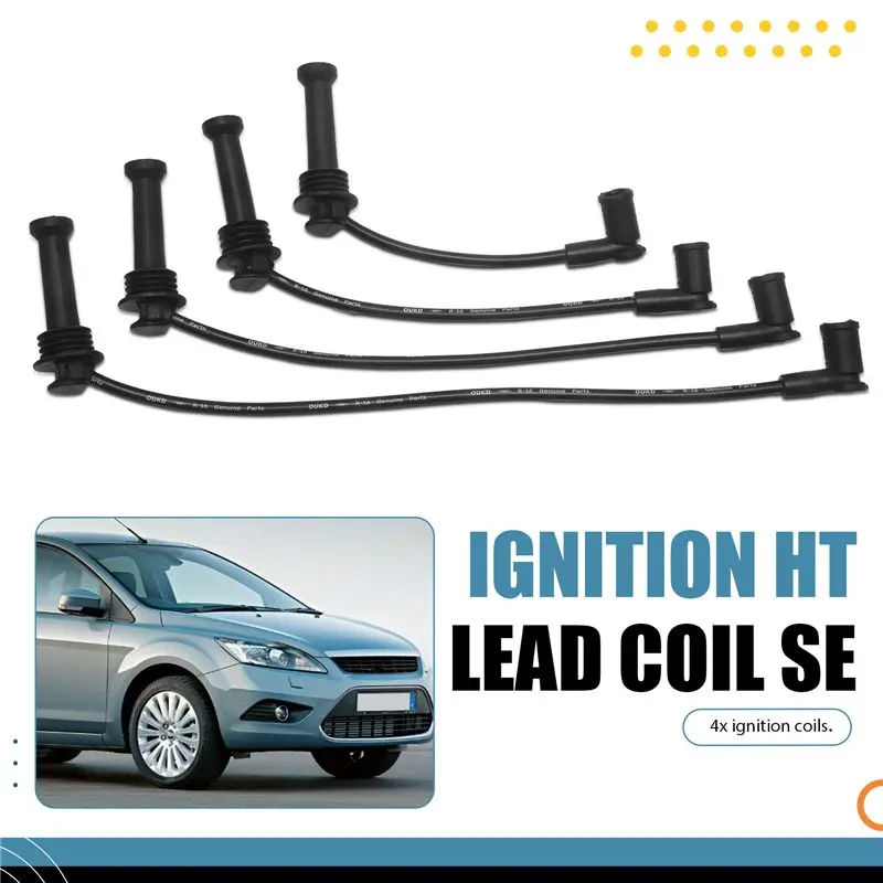 Latest 4 Pcs Ignition Plug Wire HT Lead Coil Set For Ford For Focus 1.6 TI 1.6 1.4 1.6 16V 1.4 PROSPARK For Spark Plug OES530