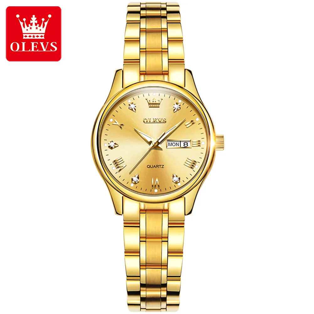 OLEVS Luxury Top Brand Watches Women Waterproof Full Steel Ladies Luminous Date Quartz Wristwatch Woman Feminino Relogio Reloj