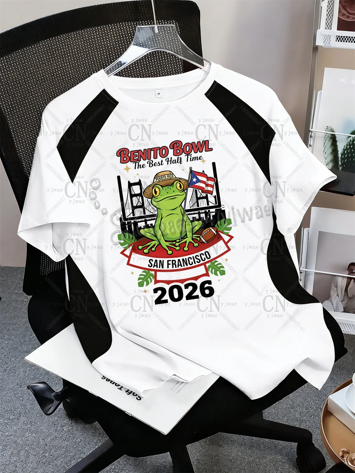 2026 Benito Bowl Football Shirt Men's Daily Wear Versatile Black White Short Sleeve Sportswear Summer Men's Women's T-shirts