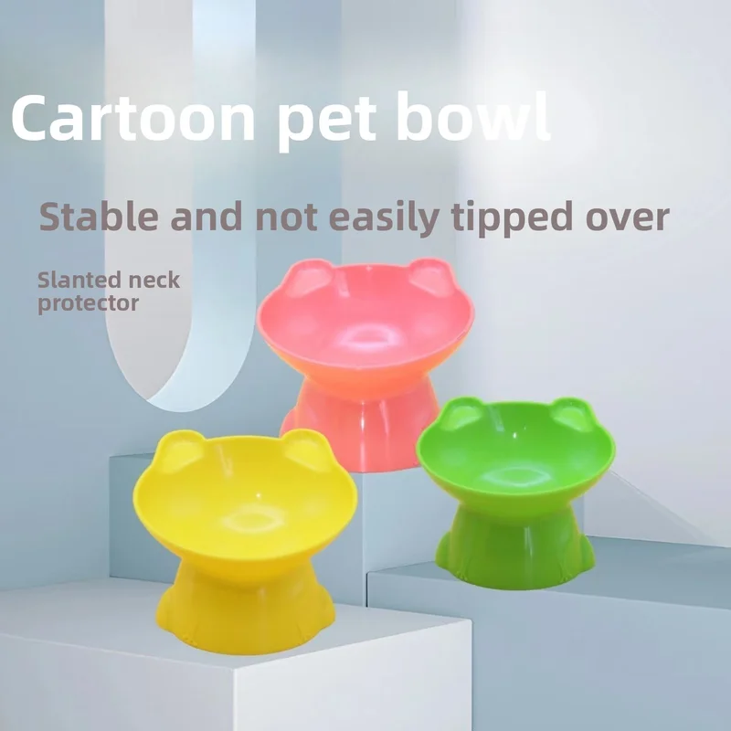 

High Foot Pet Bowl Tilted Cat Bowl Washable Plastic Combination Anti Tipping Drinking Water Non Slip Anti Knock Cat Dog Food Bow
