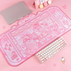 Extra Large Kawaii Gaming Mouse Pad Cute Pink Cat Party XXL Big Computer Desk Pad Office Table Mat Anti-slip Waterproof Mats