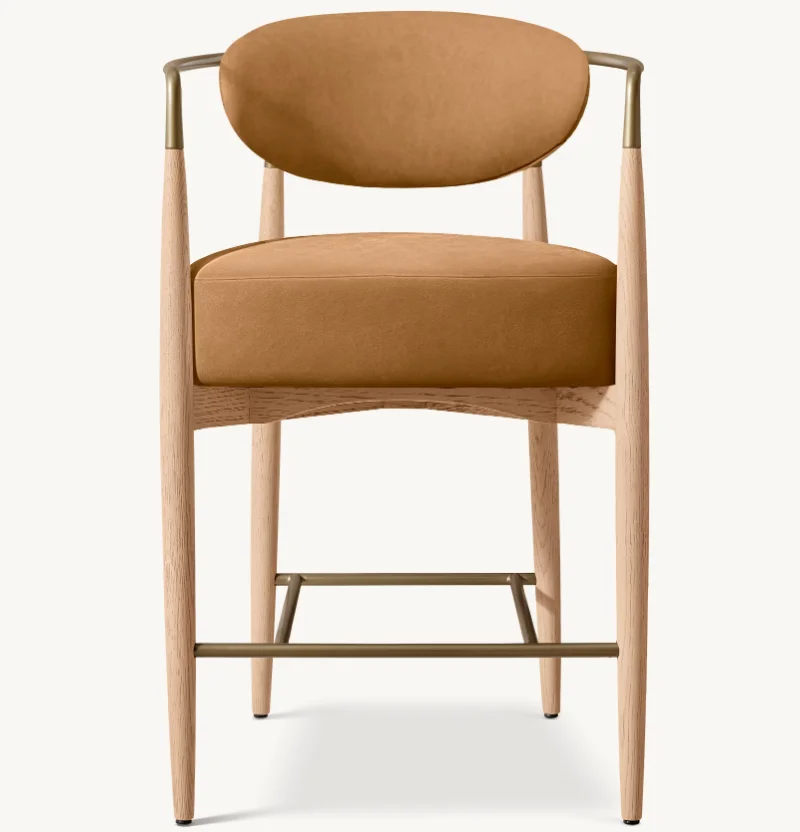 # Modern Design Indoor Leather Bar Chair Furniture Oak Wooden Leather Counter Stools