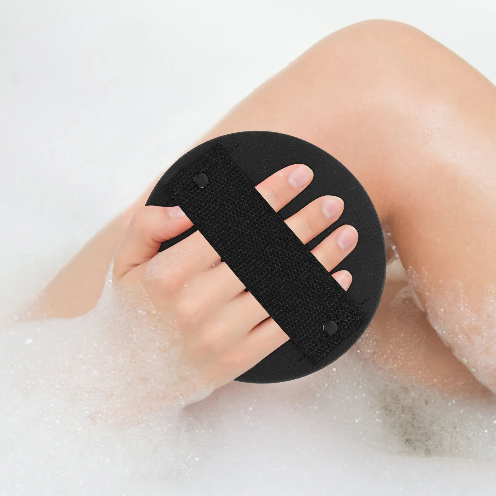 Upgraded Black Round Back Scrubber with Rivets Exfoliating Body Wash Towel for Home Bath Deep Dead Skin Removal Shower Back