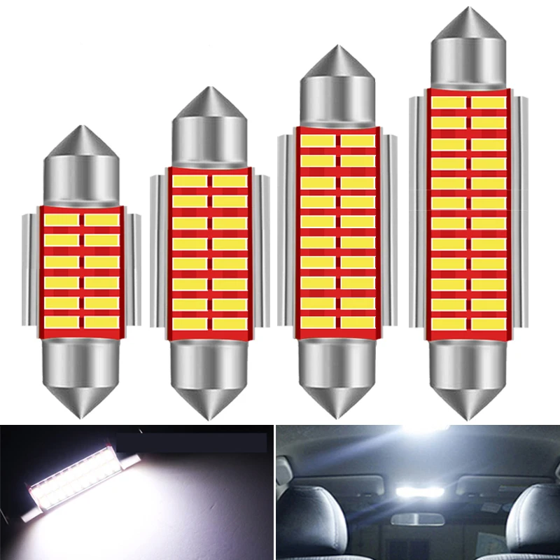 2pcs Canbus C5W LED Bulb Festoon 31mm 36mm 41mm  39mm Car Interior Lights Dome Reading License Plate Lamp Auto 12V 6000K White