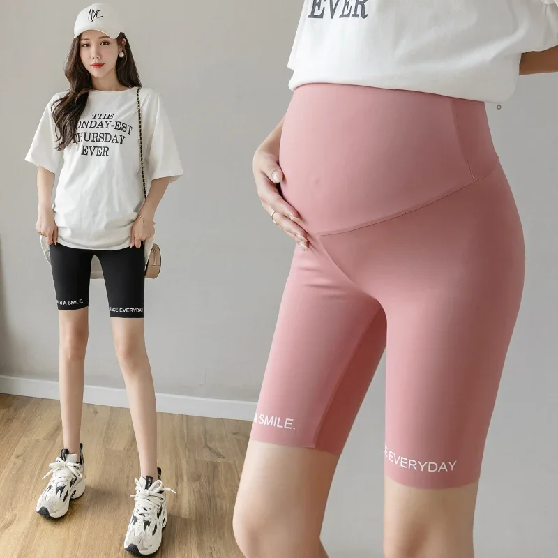 

Summer Thin Cool Maternity Half Short Legging High Waist Belly Safety Pants Clothes for Pregnant Women Pregnancy Shorts