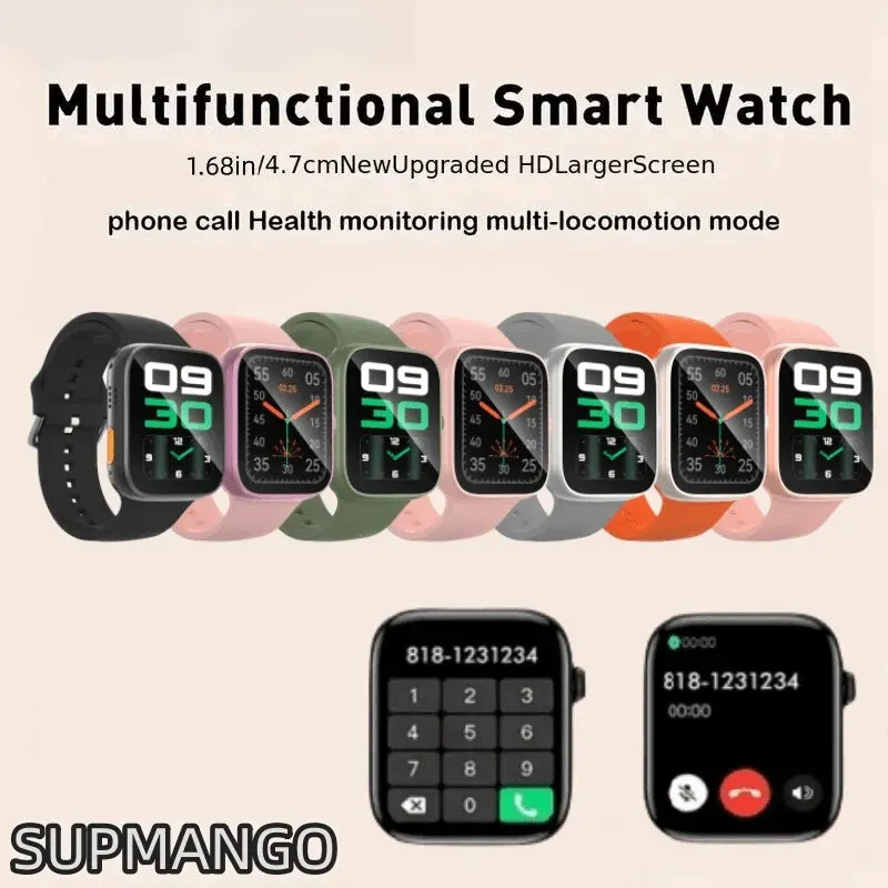 T187 Smart Watch1.68inch Men Women Touch Screen Sport Fitness Man Bluetooth For Android IOS Smartwatch