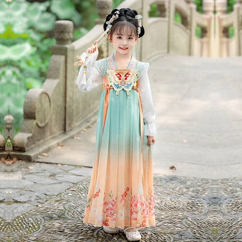 Summer Ancient Costume Dresses Girls Hanfu Vestidos Cosplay Girl Dress Chinese Tang Kids Party Performance Children's Clothing