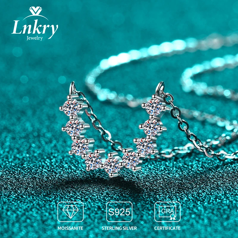 

Lnkry 2.5MM Moissanite Diamond Necklace For Women Genuine 925 Silver U Shaped Pendant Necklace Unique Design Fine Jewelry