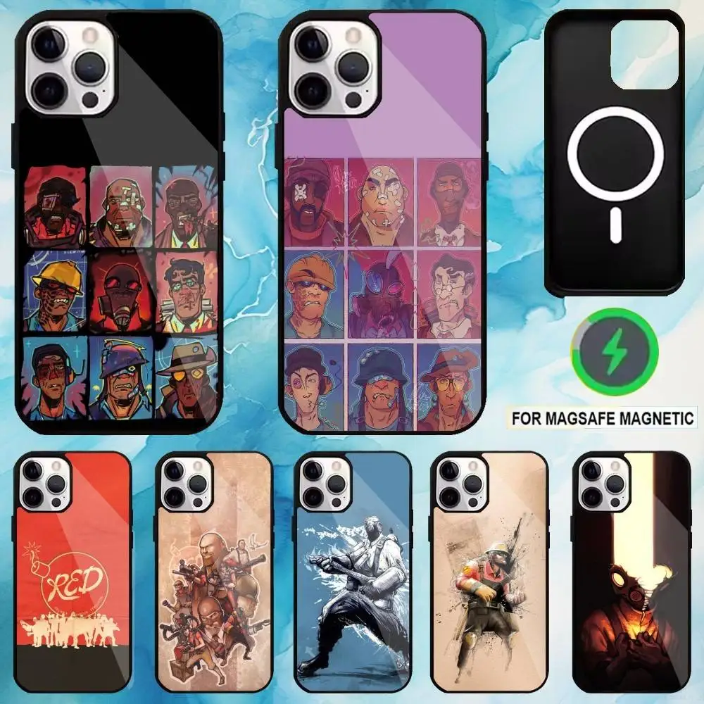 

Team F-Fortress 2 Phone Case For iPhone17,16,15,14,13,12,11 Plus,Pro Max Magnetic Magsafe Wireless Charging