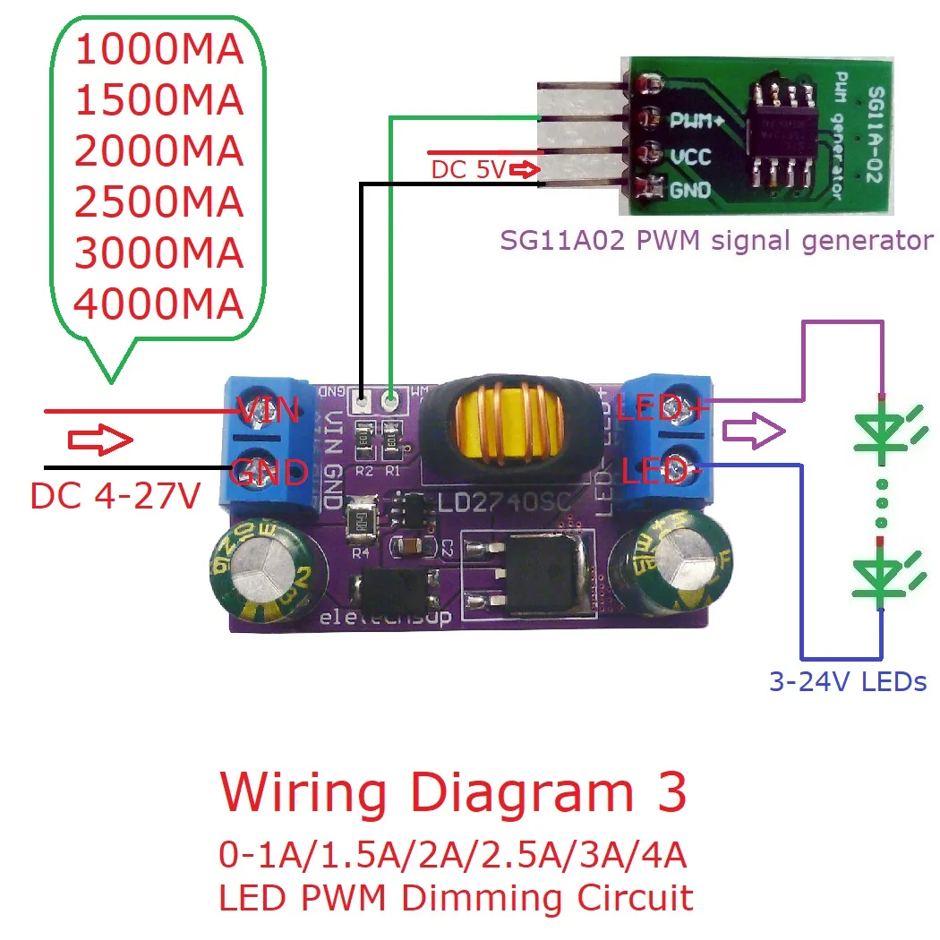 80W DC 4-24V 1-4A Switch-Mode Step-Down Constant-Current High-Brightness LED Driver Module for Solar Emergency Automotive Lights