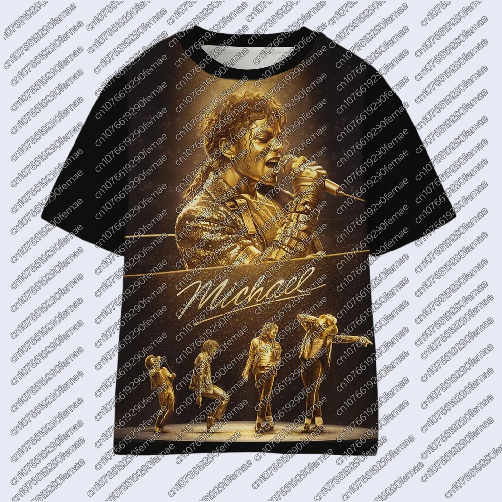 New Kids MJ Silhouette Print Short Sleeve KPOP Mix Family Daily Wear 2026 Summer Light Quick-Dry Boys Girls Fan Memorial Apparel