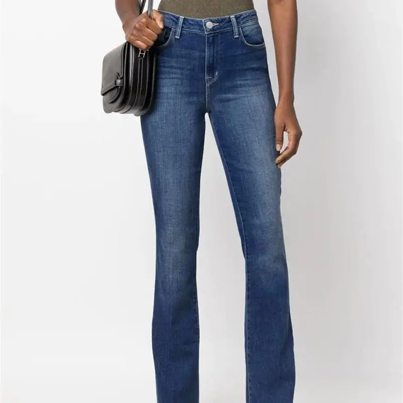 

Street Sle Deep Color Elastic Bell Bot Jeans Independent Station Ebay Personalized Long Pants Women's Faion