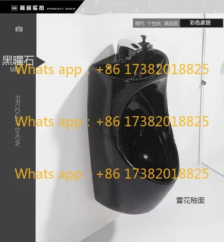 Household Color Ceramic Wall-Mounted Men's Urinal Hotel Toilet with Wash Basin Induction Urine Cup Urinal Funnel