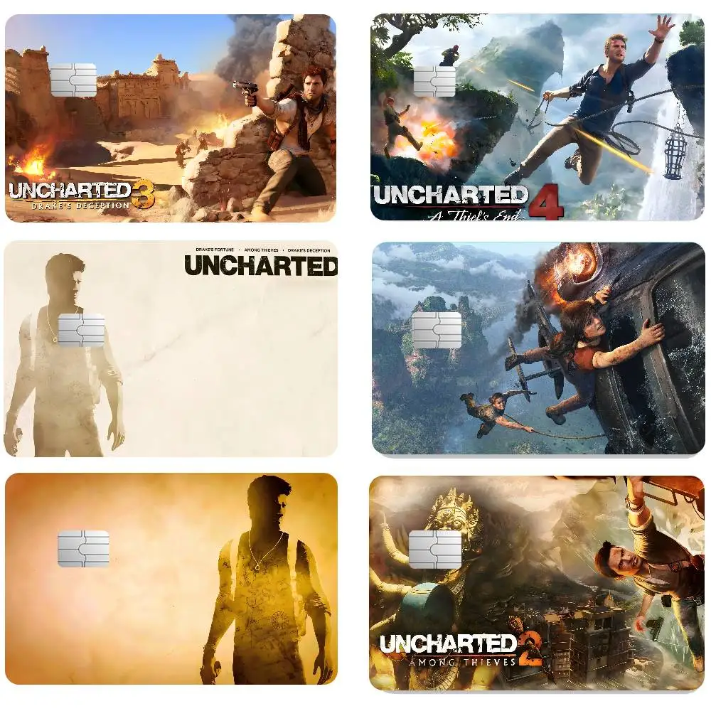 Game Uncharted 4pcs 1Set Credit Debit Card Sticker Party Sticker Decoration Waterproof Small Chip Card Skin Sticker