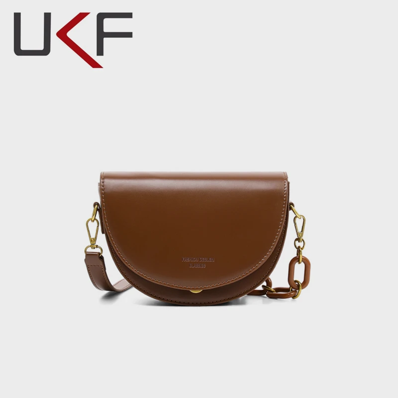 

UKF 2024 New Design Women's Luxury Crossbody Bag Quality Leather Mini Shoulder Bag Fashion Chain Ladies Saddle Bags For Women