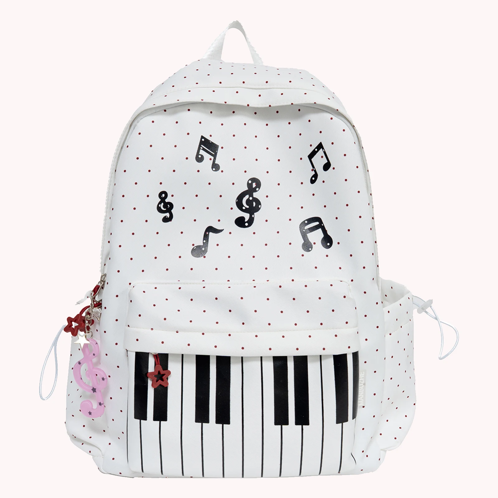 Casual Piano Pattern Daypack Large Capacity Trendy Preppy Rucksack Polka Dots Bookbags for College Travel