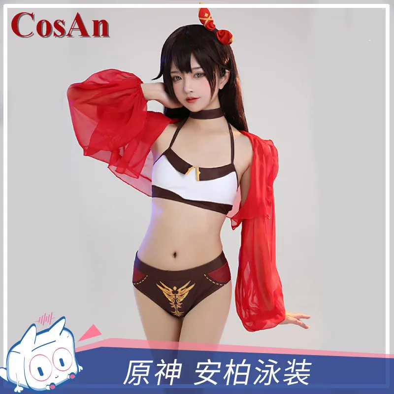 

CosAn Game Genshin Impact Amber Cosplay Costume Sweet Lovely Hot Spring Swimsuit Activity Party Role Play Clothing