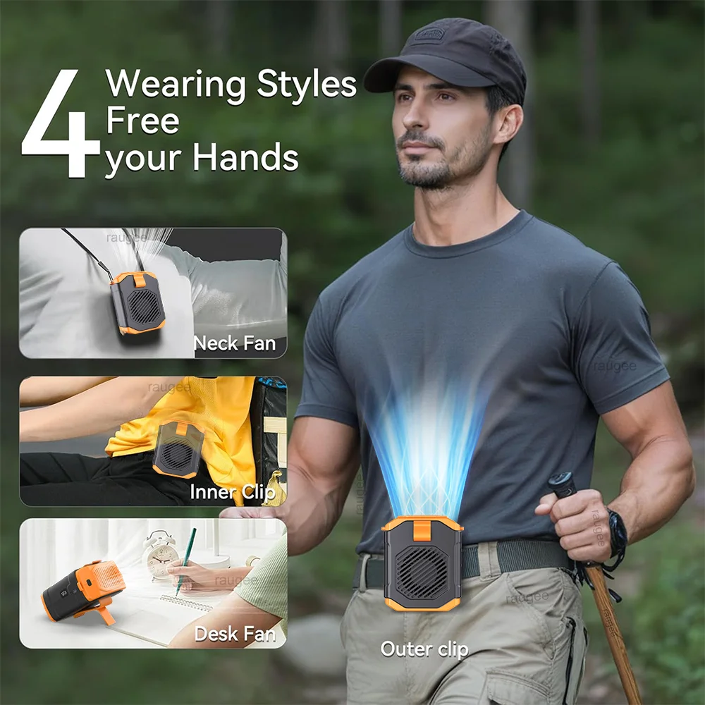 Portable Waist Fan Mini Hanging Neck Fan USB Rechargeable Portable Fan Outdoor Working Camping Sports Waist Clip Fan Air Cooler image 5