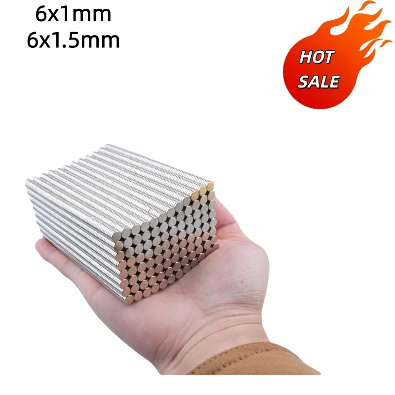 6x1 6x1.5mm 6mm Diameter Powerful Magnets Strong Disc Magnets For Fridge, DIY, Building, Scientific, Craft, Education 6*1 6*1.5