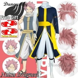 Natsu Dragneel Anime FAIRY Cos Man TAIL Cosplay Costume Wig Tattoo Sticker Adult Man Role Play Unisex Halloween Fiery Dragon