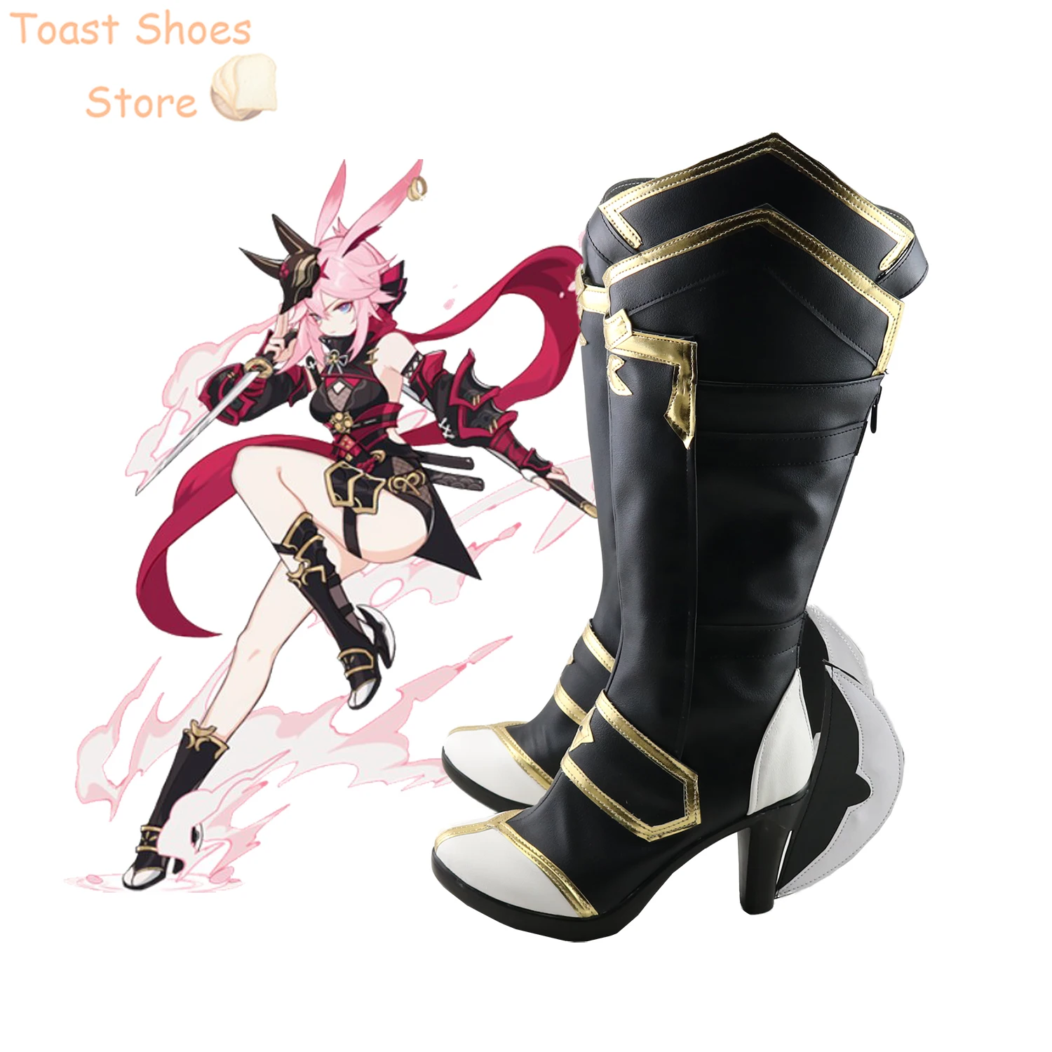 Game Honkai Impact 3 Yae Sakura Cosplay Shoes PU Leather Shoes Halloween Carnival Boots Prop Costume Prop