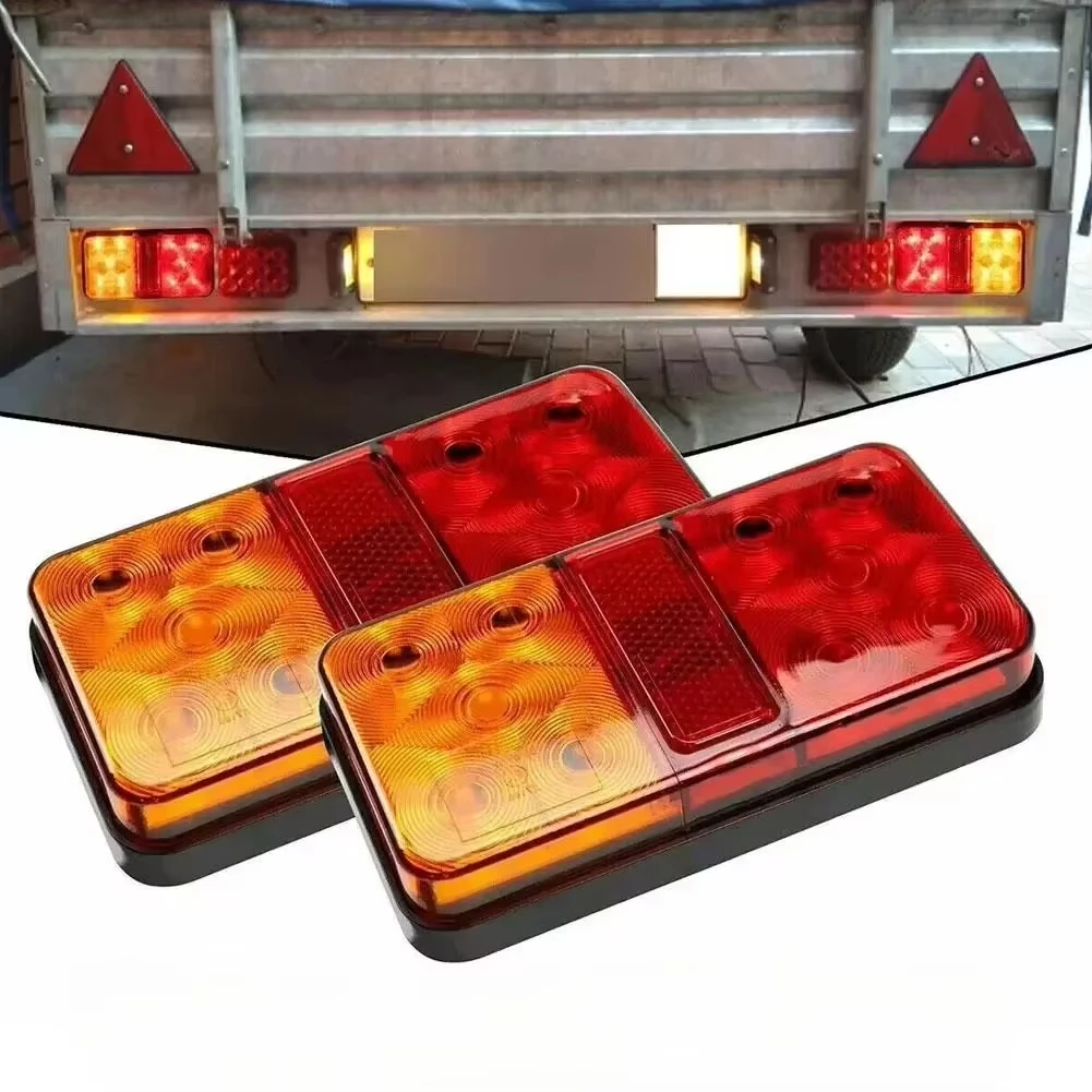 1 Pair 12V Waterproof Rear Stop LED Lights Tail Brake Indicator Lamp for Trucks Vans Trailers Caravans Boats